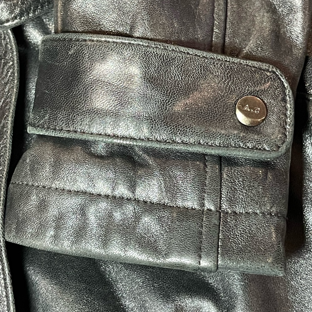 Adler Collection Genuine Lambskin Leather Jacket Belted Coat Black Size Medium - Picture 5 of 16